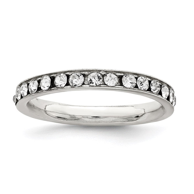 Sterlingsilber Rhodiniert Kristall Memoire Ring