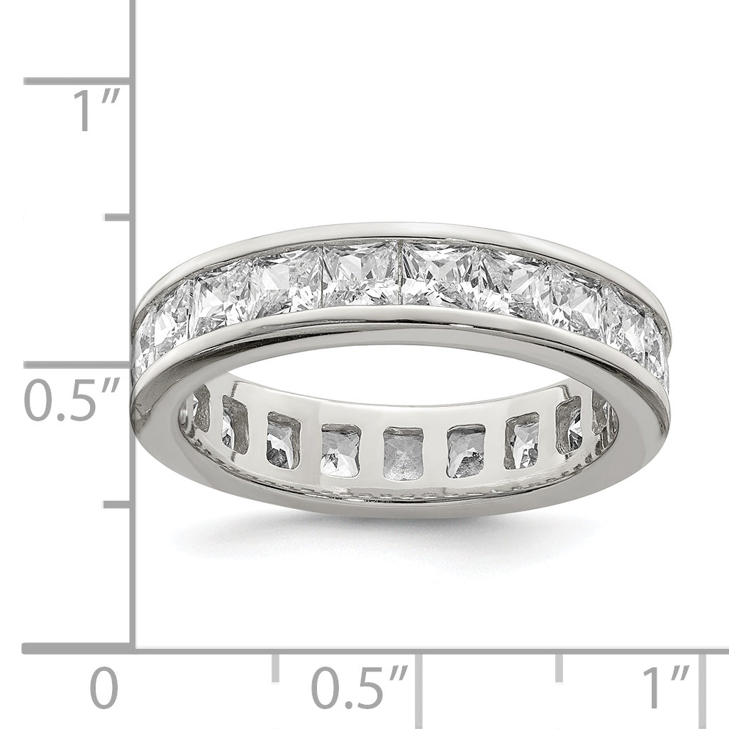 Sterlingsilber Rhodiniert Zirkonia Memoire Ring