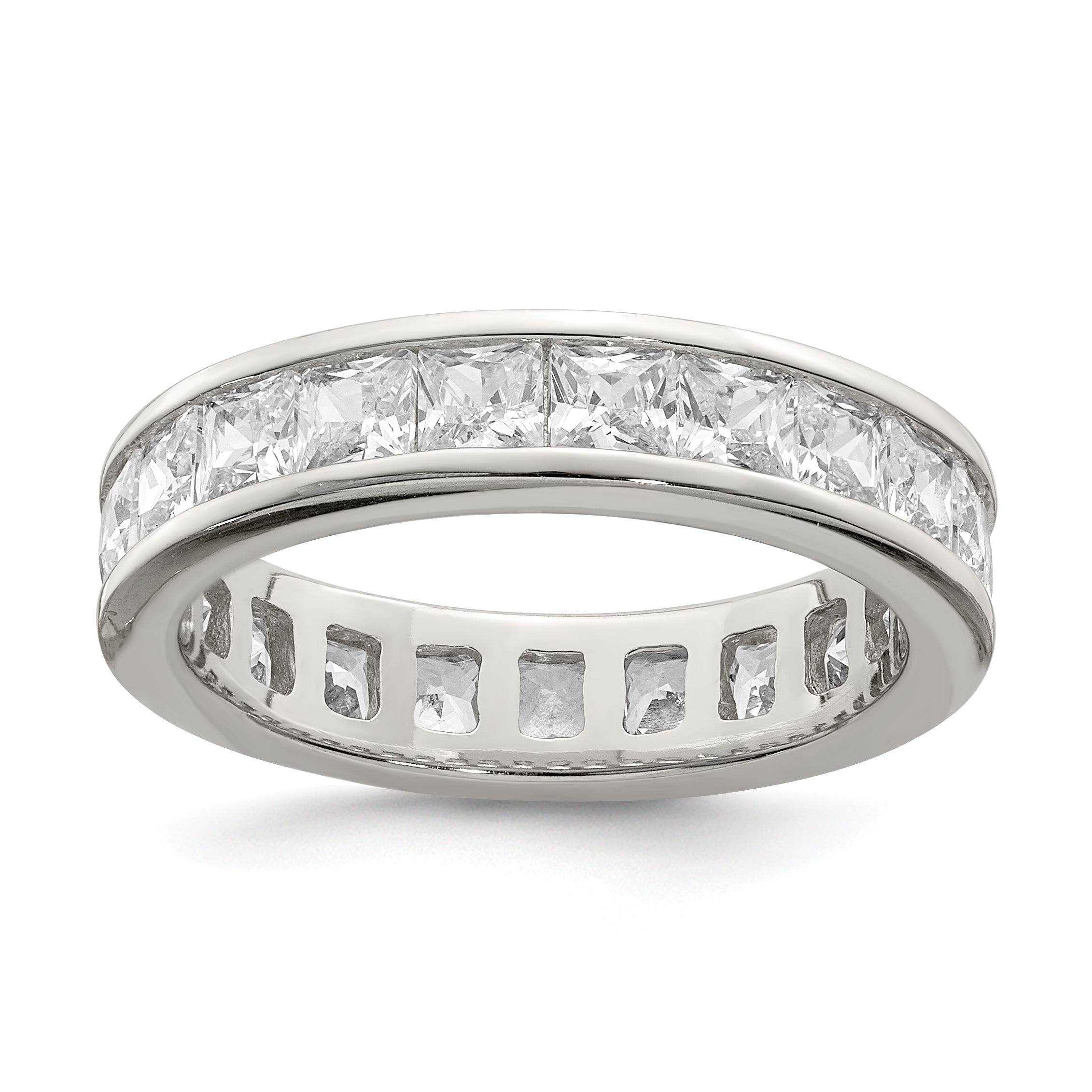 Sterlingsilber Rhodiniert Zirkonia Memoire Ring