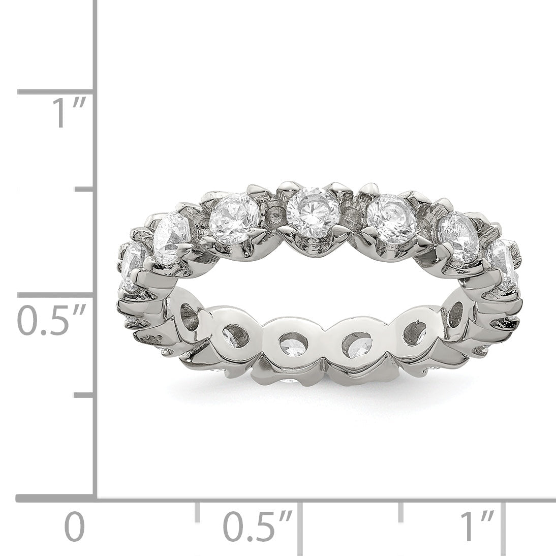 Sterlingsilber Rhodiniert Zirkonia Memoire Ring