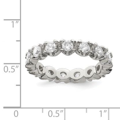 Sterlingsilber Rhodiniert Zirkonia Memoire Ring