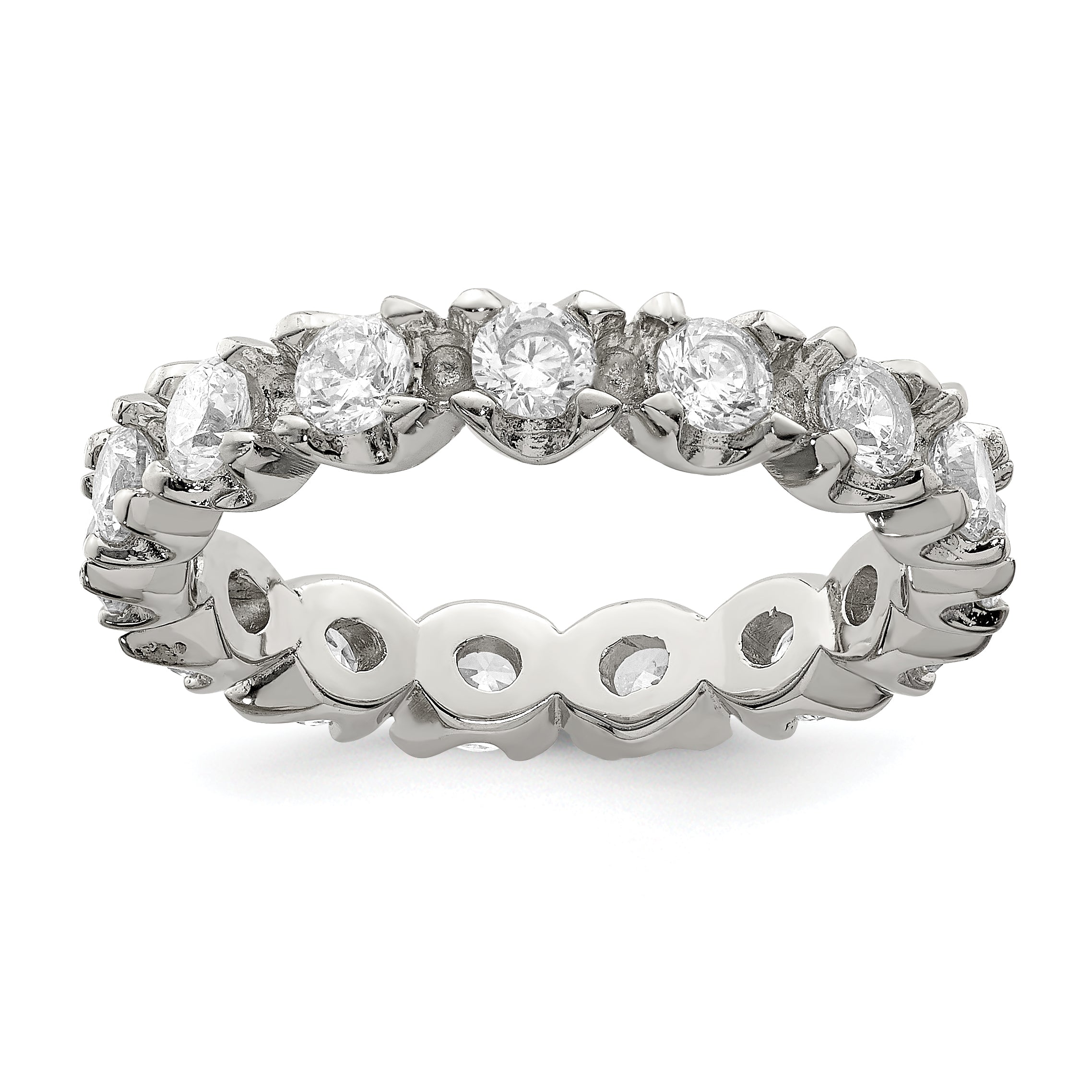 Sterlingsilber Rhodiniert Zirkonia Memoire Ring