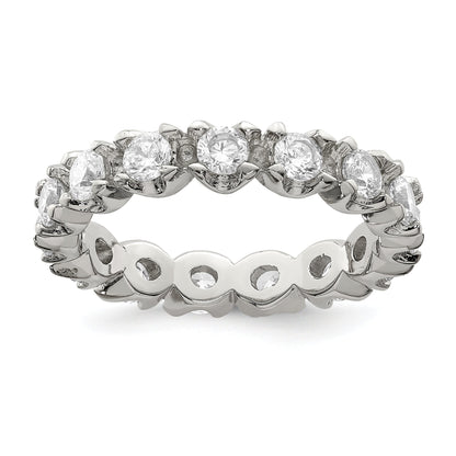 Sterlingsilber Rhodiniert Zirkonia Memoire Ring