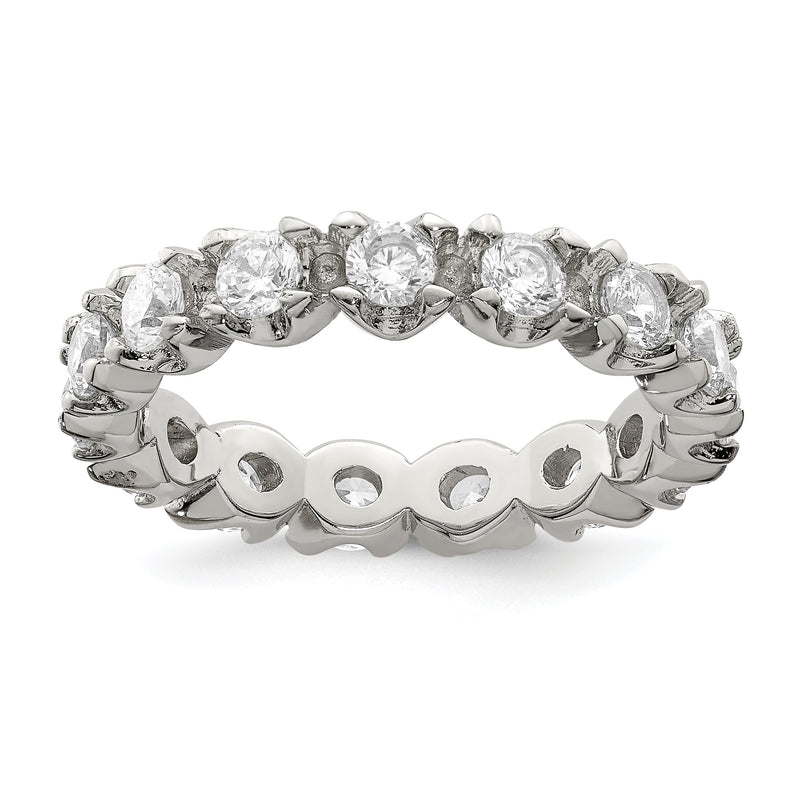 Sterlingsilber Rhodiniert Zirkonia Memoire Ring