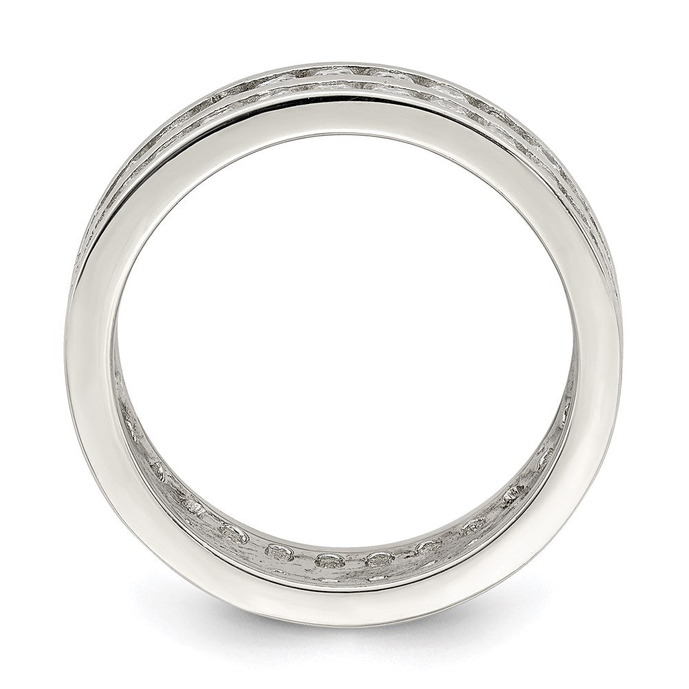 Sterlingsilber Rhodiniert Doppelt Reihe Zirkonia Ring (size 6 Nur)