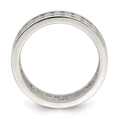 Sterlingsilber Rhodiniert Doppelt Reihe Zirkonia Ring (size 6 Nur)