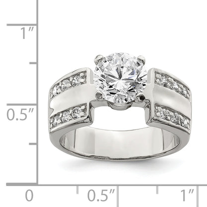 Sterlingsilber Rhodiniert Zirkonia Ring