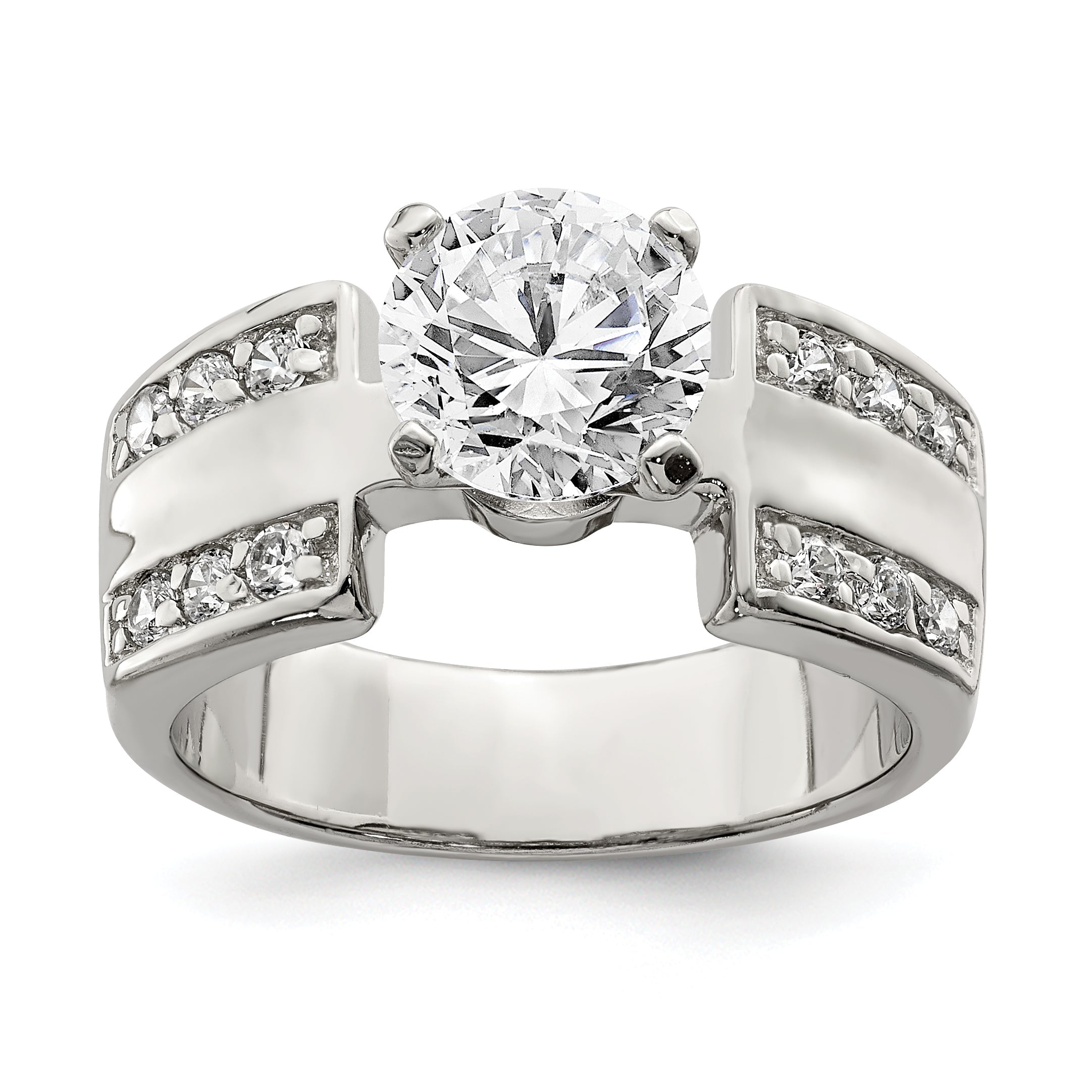 Sterlingsilber Rhodiniert Zirkonia Ring