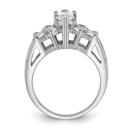 Sterlingsilber Rhodiniert Marquise Form Mittig Zirkonia Ring