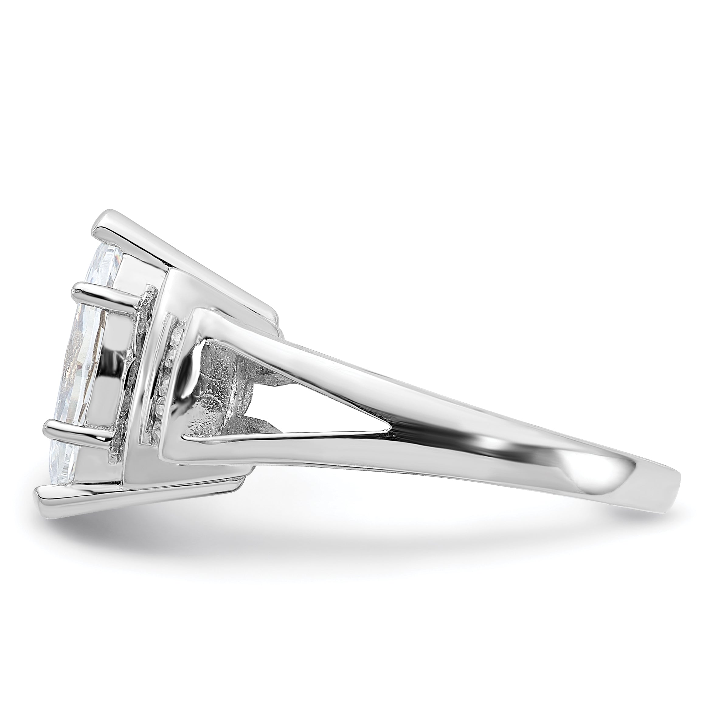 Sterlingsilber Rhodiniert Marquise Form Mittig Zirkonia Ring