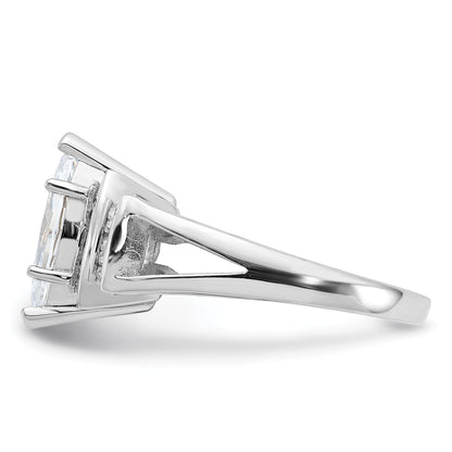 Sterlingsilber Rhodiniert Marquise Form Mittig Zirkonia Ring