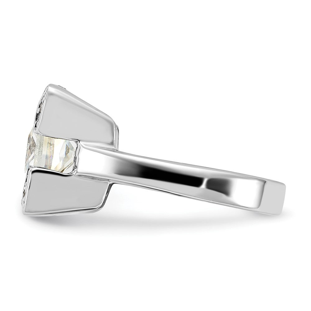 Sterlingsilber Poliert Quadratisch Zirkonia Ring (size 6 Nur)