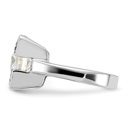 Sterlingsilber Poliert Quadratisch Zirkonia Ring (size 6 Nur)