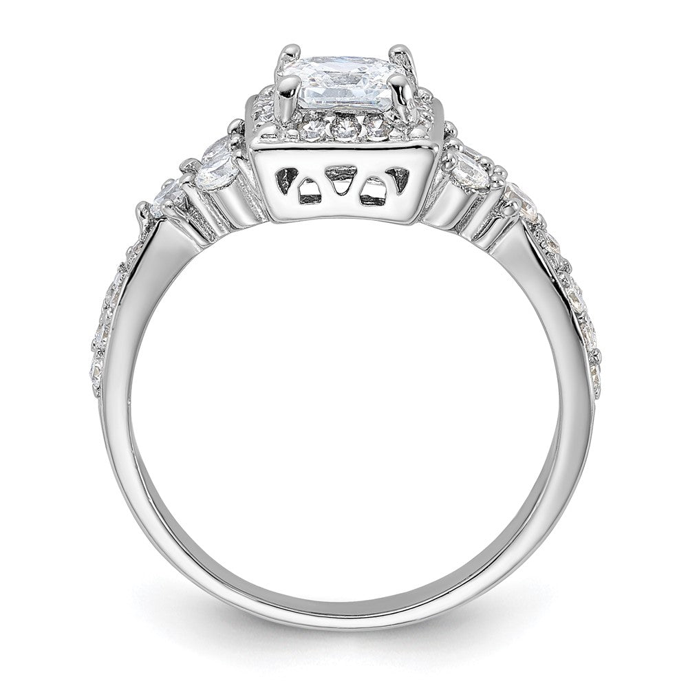 Sterlingsilber Rhodiniert Quadratisch Zirkonia Ring