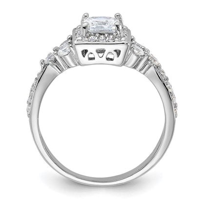 Sterlingsilber Rhodiniert Quadratisch Zirkonia Ring