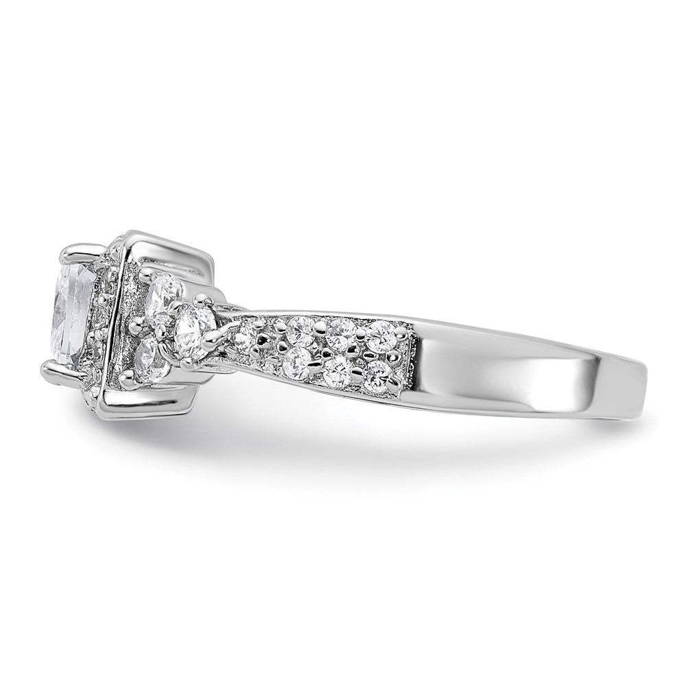 Sterlingsilber Rhodiniert Quadratisch Zirkonia Ring