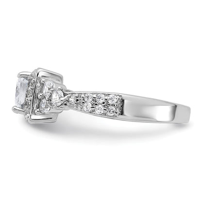 Sterlingsilber Rhodiniert Quadratisch Zirkonia Ring