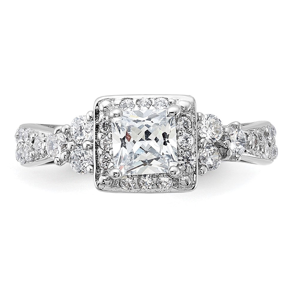 Sterlingsilber Rhodiniert Quadratisch Zirkonia Ring