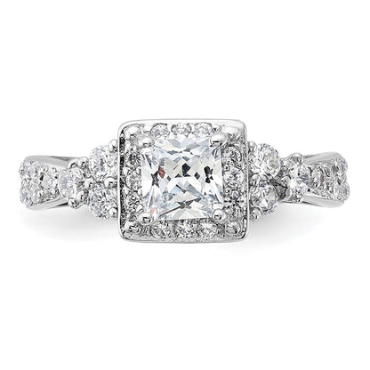 Sterlingsilber Rhodiniert Quadratisch Zirkonia Ring