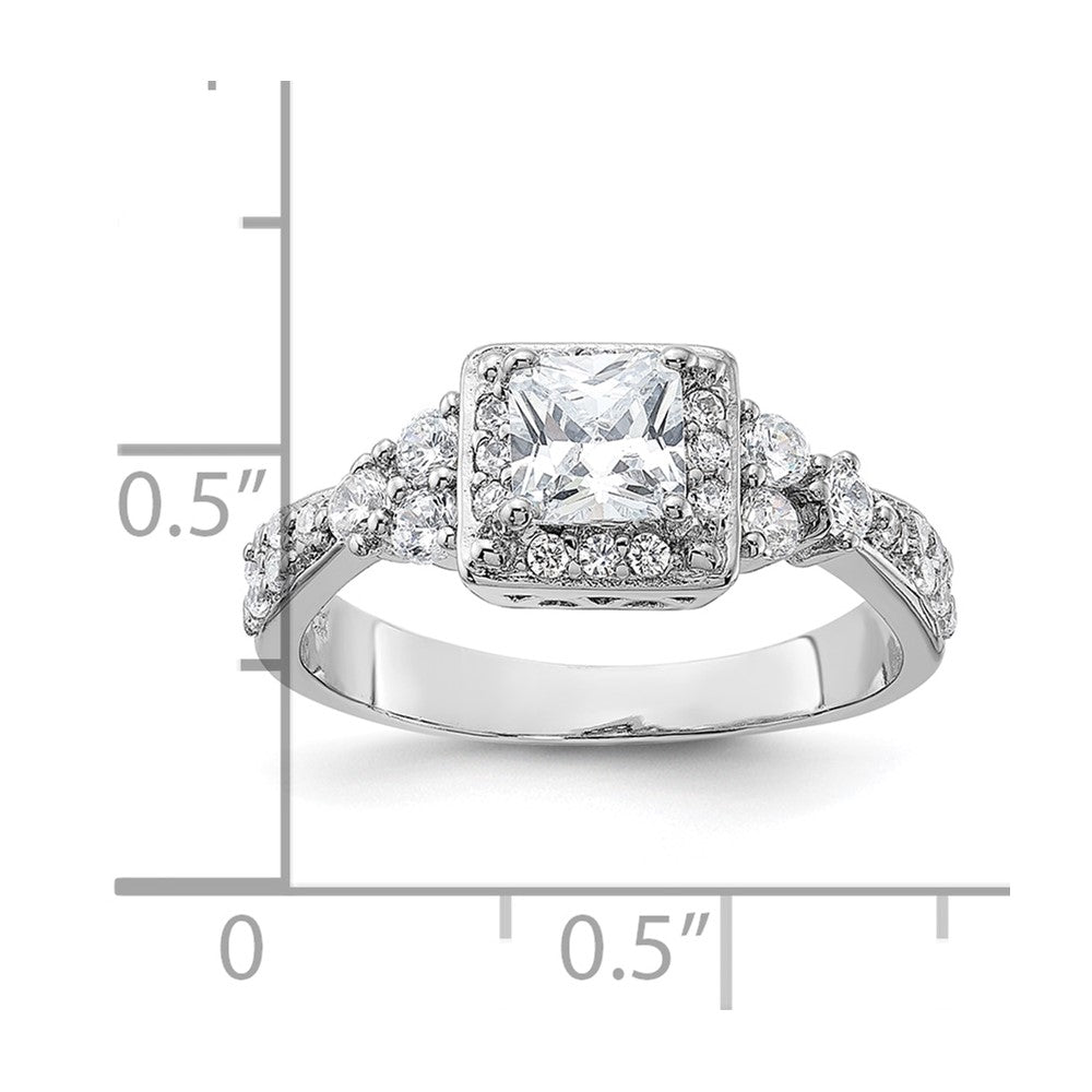 Sterlingsilber Rhodiniert Quadratisch Zirkonia Ring