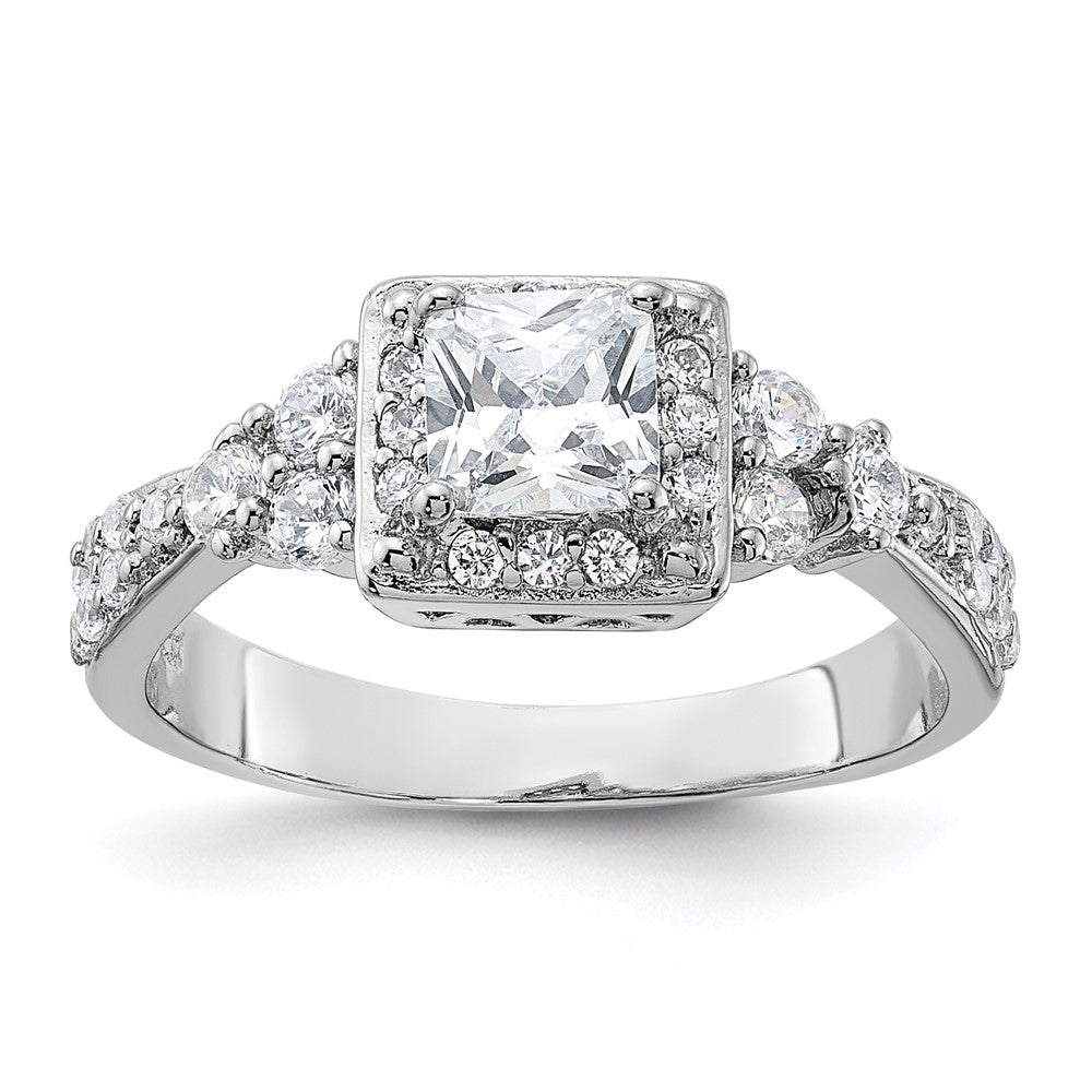 Sterlingsilber Rhodiniert Quadratisch Zirkonia Ring