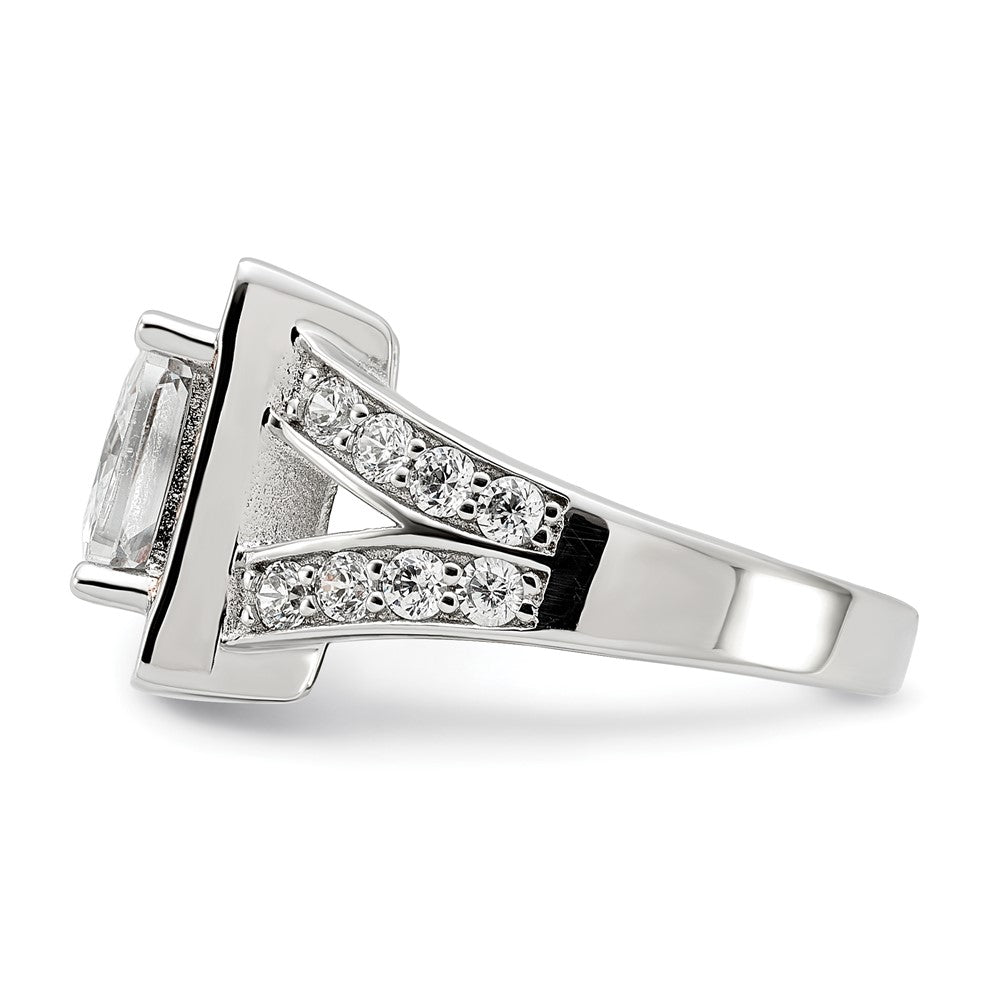 Sterlingsilber mit Roséfarben Vermeil Poliert Quadratisch Rosa & Klar Zirkonia Ring (size 7 Nur)