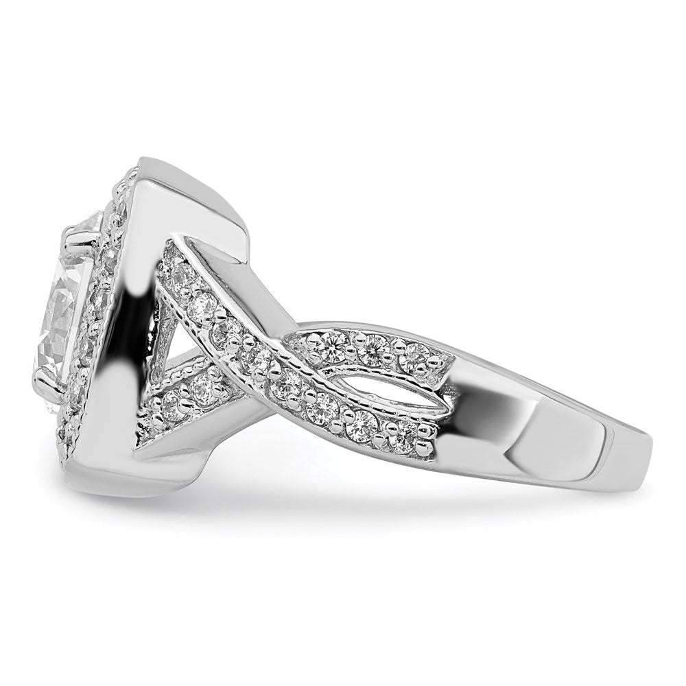 Sterlingsilber Rhodiniert Rund 8.10mm Zirkonia Ring (size 6 Nur)
