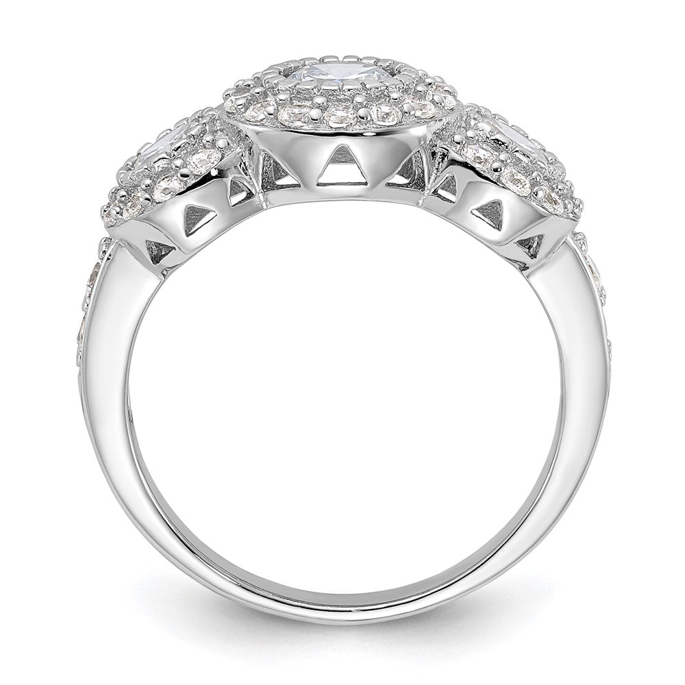 Sterlingsilber Rhodiniert Zirkonia 3 Stein Ring