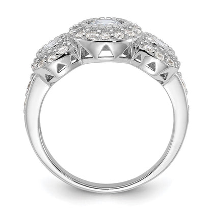 Sterlingsilber Rhodiniert Zirkonia 3 Stein Ring