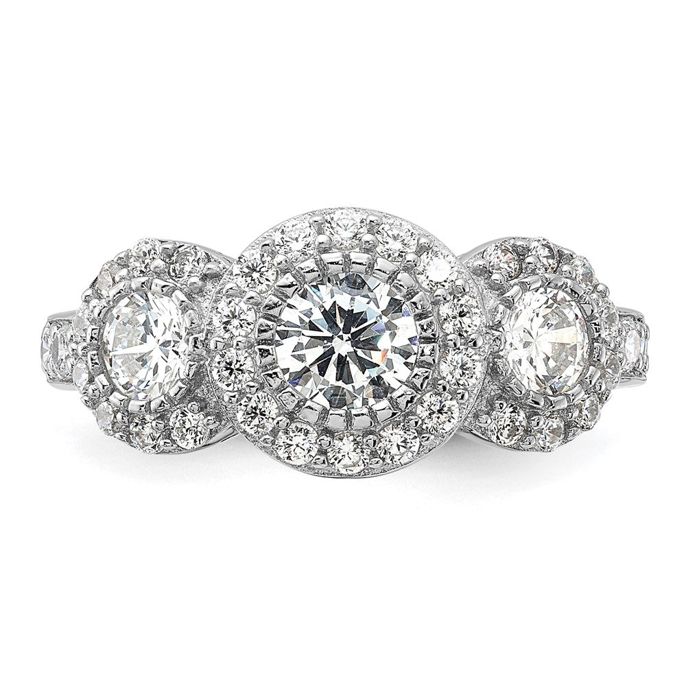 Sterlingsilber Rhodiniert Zirkonia 3 Stein Ring