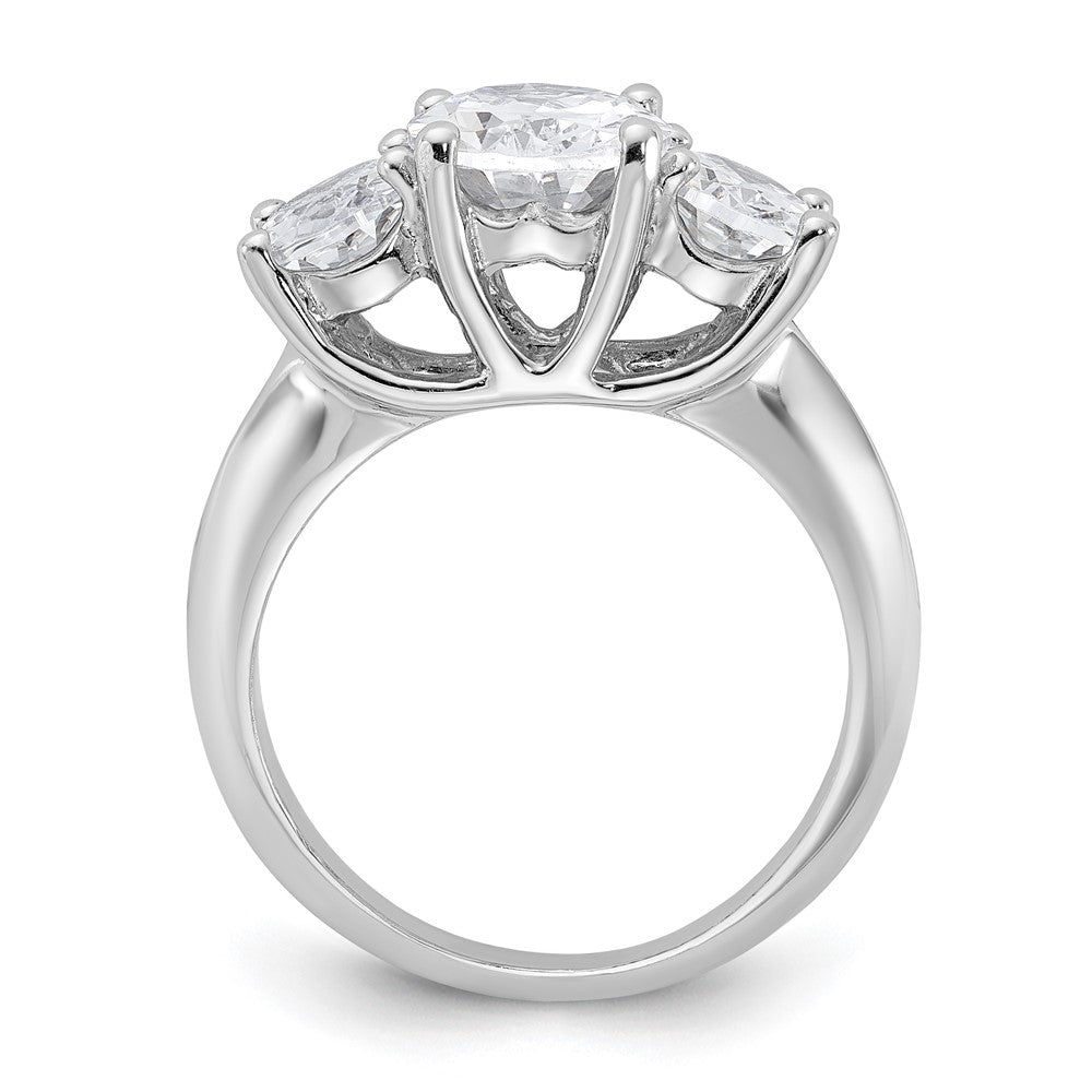 Sterlingsilber Rhodiniert 3 Stein Zirkonia Ring