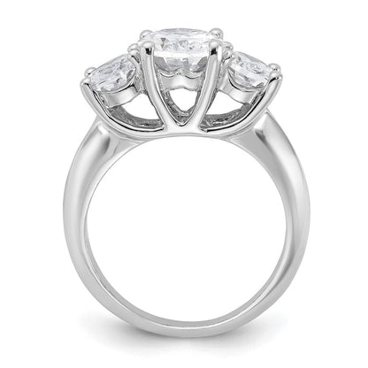Sterlingsilber Rhodiniert 3 Stein Zirkonia Ring