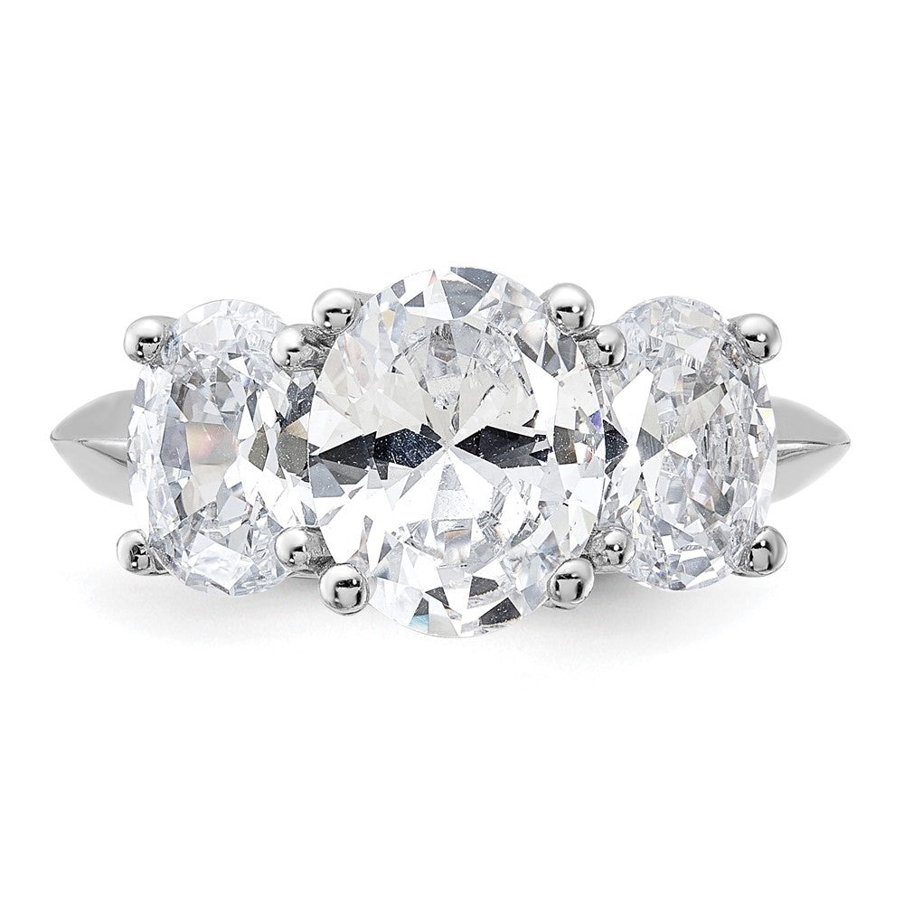 Sterlingsilber Rhodiniert 3 Stein Zirkonia Ring
