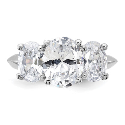 Sterlingsilber Rhodiniert 3 Stein Zirkonia Ring