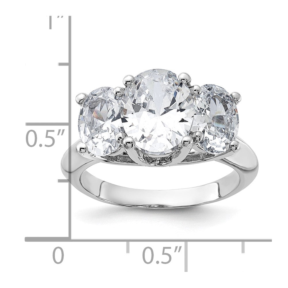 Sterlingsilber Rhodiniert 3 Stein Zirkonia Ring