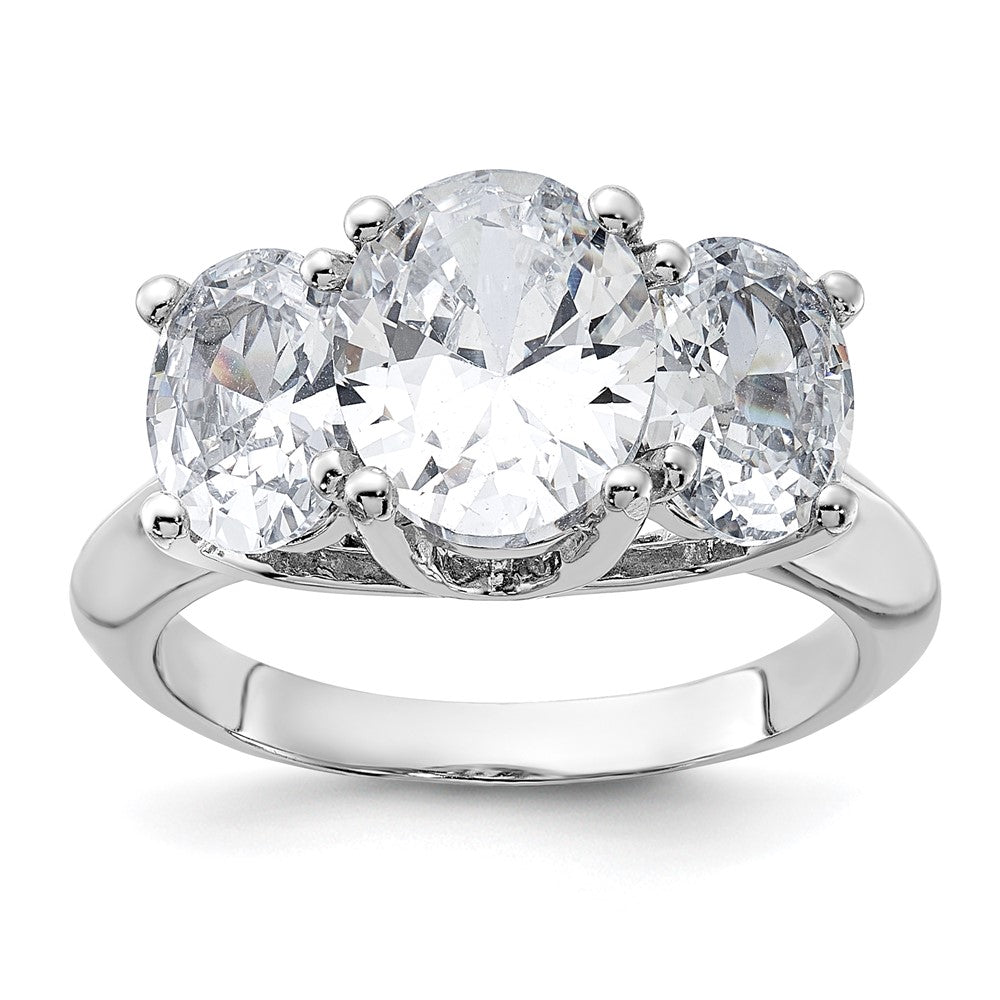Sterlingsilber Rhodiniert 3 Stein Zirkonia Ring