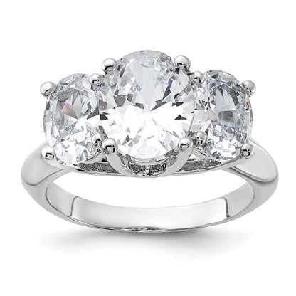 Sterlingsilber Rhodiniert 3 Stein Zirkonia Ring