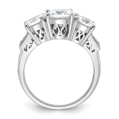 Sterlingsilber Rhodiniert 3 Stein Zirkonia Ring
