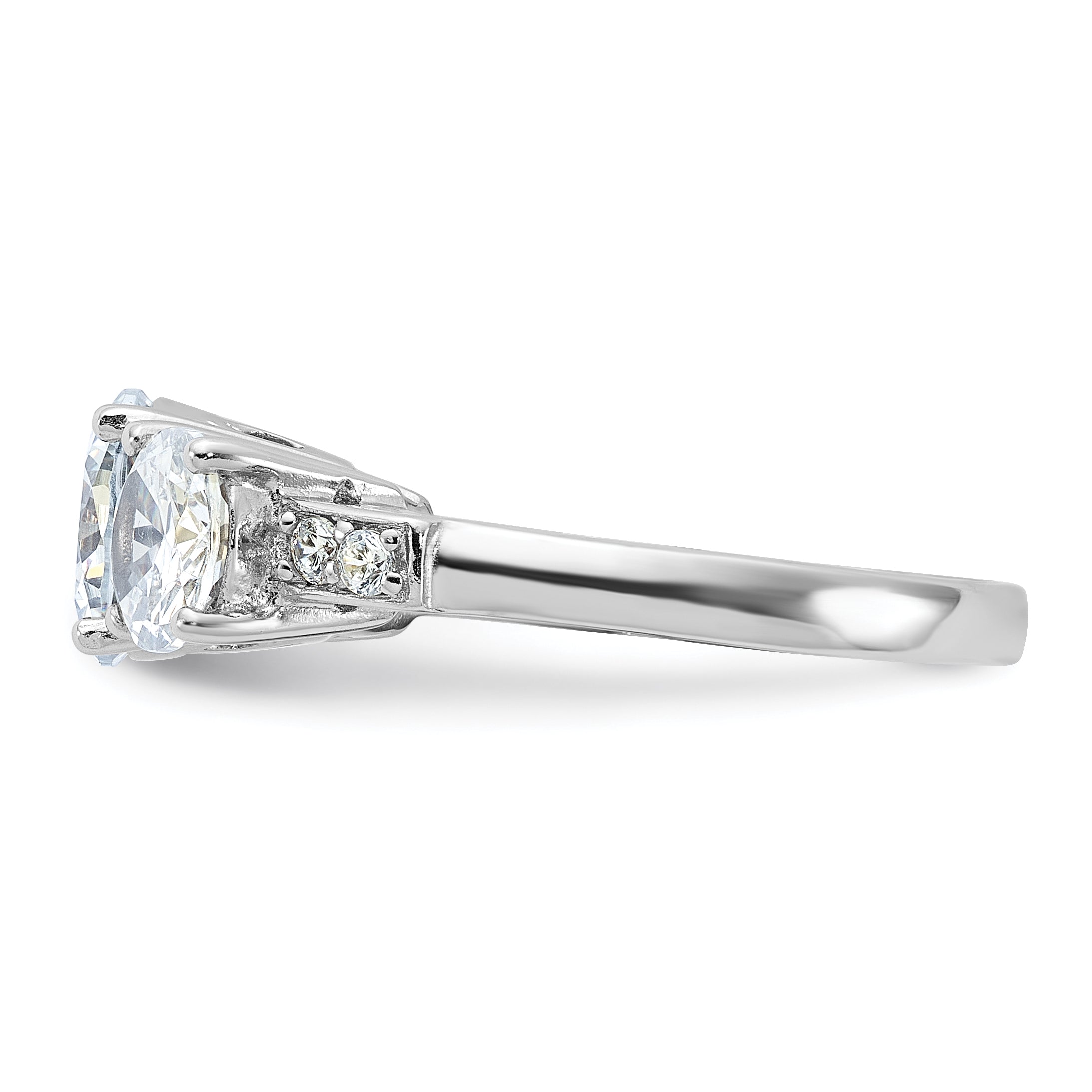 Sterlingsilber Rhodiniert 3 Stein Zirkonia Ring