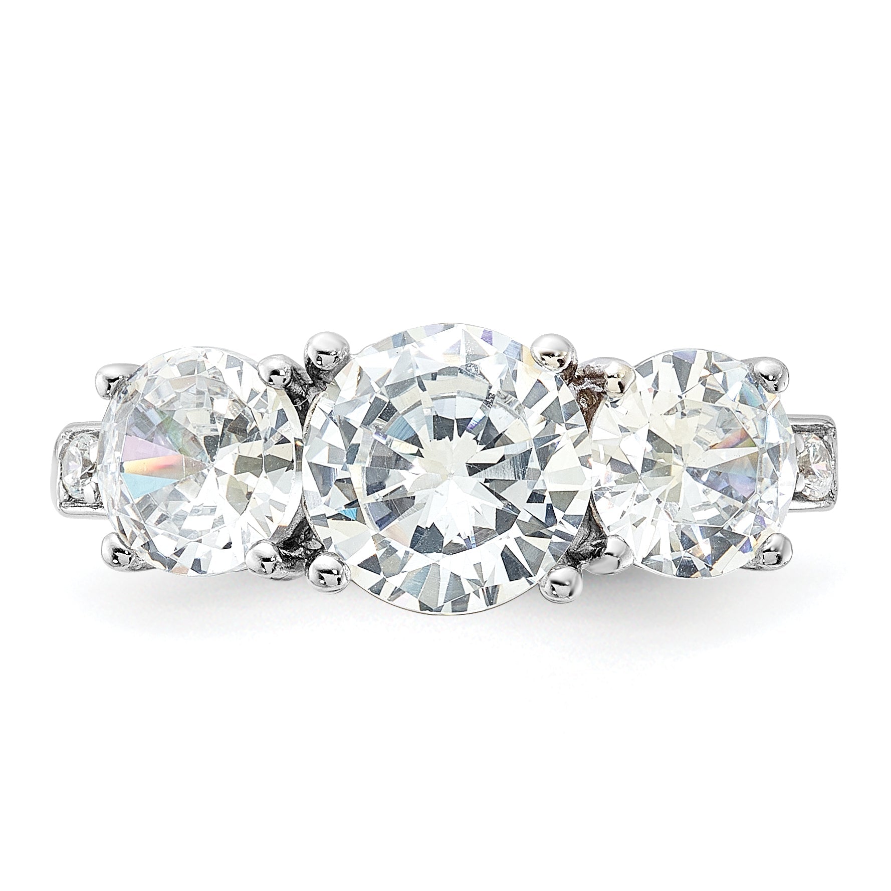 Sterlingsilber Rhodiniert 3 Stein Zirkonia Ring