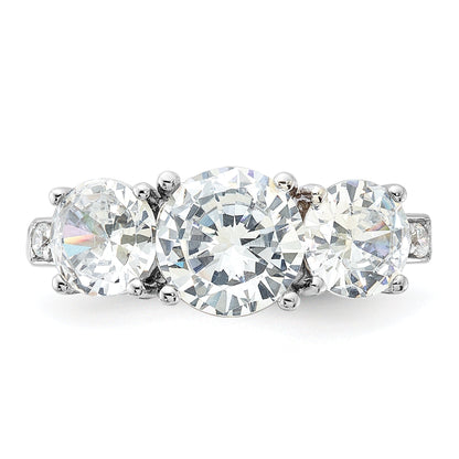 Sterlingsilber Rhodiniert 3 Stein Zirkonia Ring