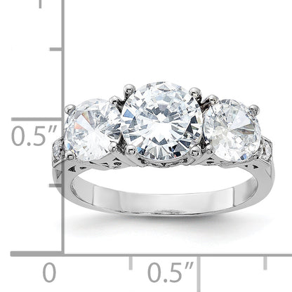 Sterlingsilber Rhodiniert 3 Stein Zirkonia Ring