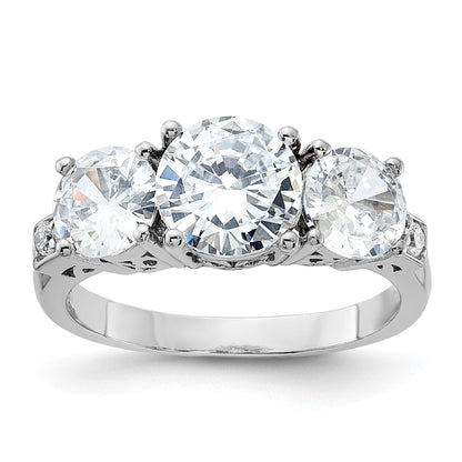 Sterlingsilber Rhodiniert 3 Stein Zirkonia Ring