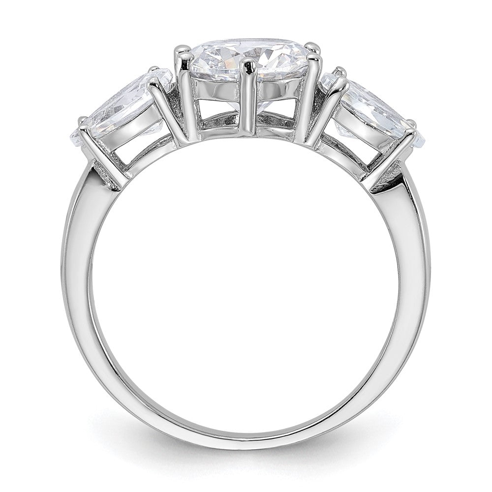Sterlingsilber Rhodiniert 3 Stein Zirkonia Ring