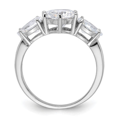 Sterlingsilber Rhodiniert 3 Stein Zirkonia Ring