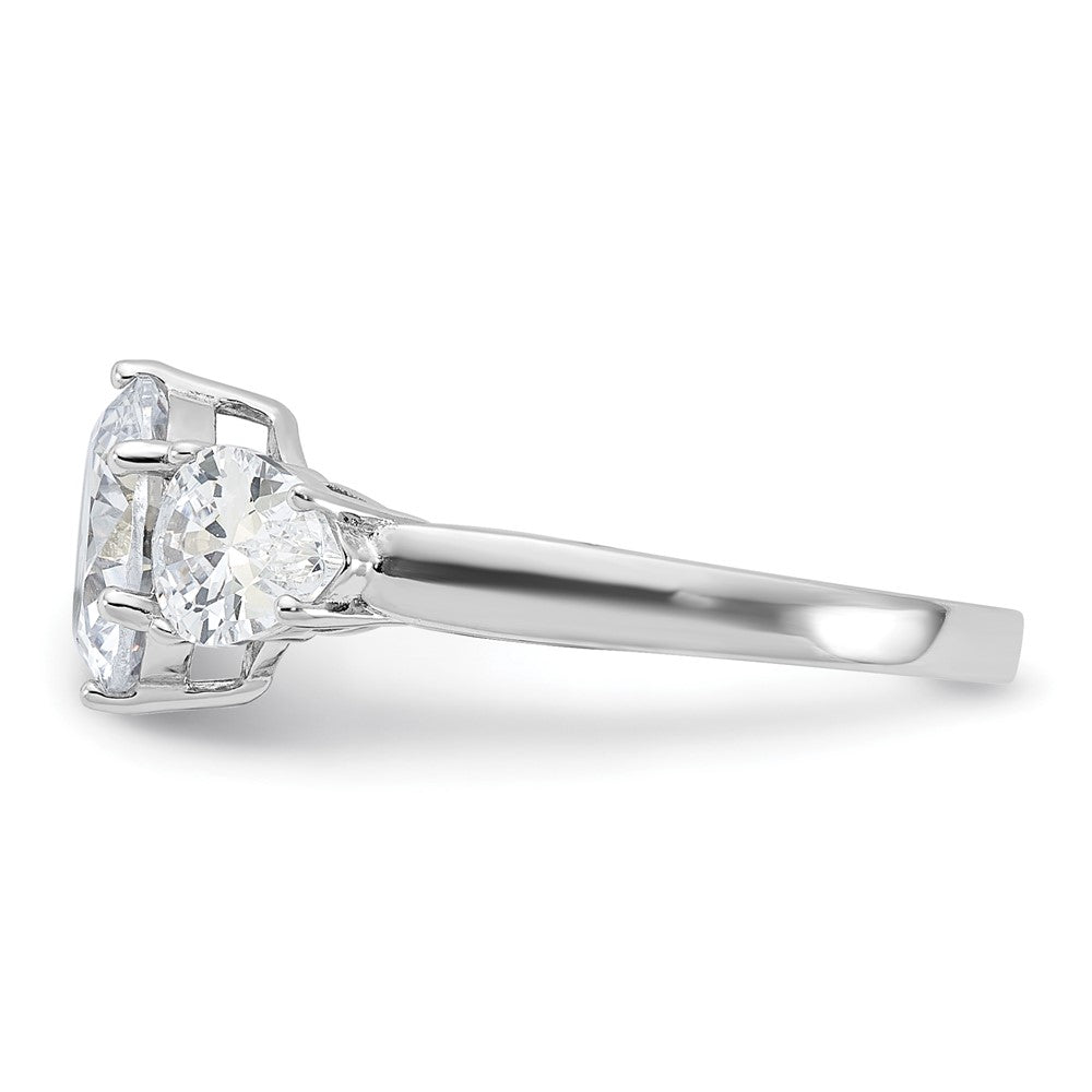 Sterlingsilber Rhodiniert 3 Stein Zirkonia Ring