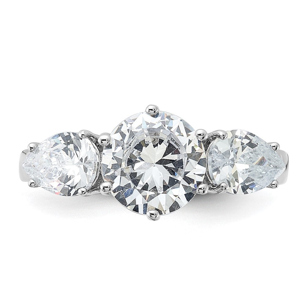 Sterlingsilber Rhodiniert 3 Stein Zirkonia Ring