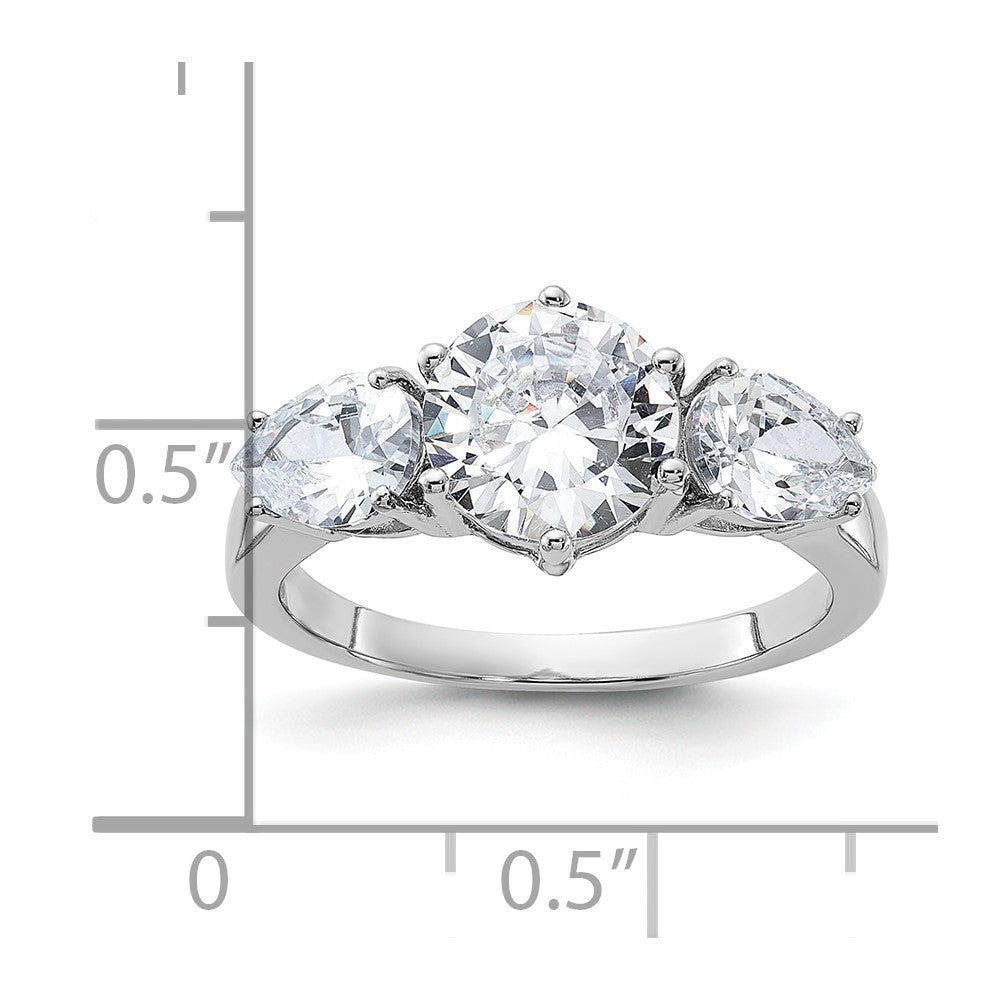 Sterlingsilber Rhodiniert 3 Stein Zirkonia Ring