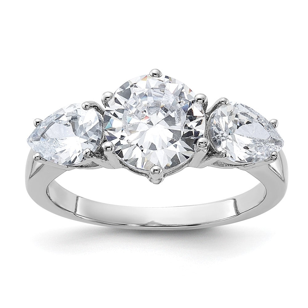 Sterlingsilber Rhodiniert 3 Stein Zirkonia Ring