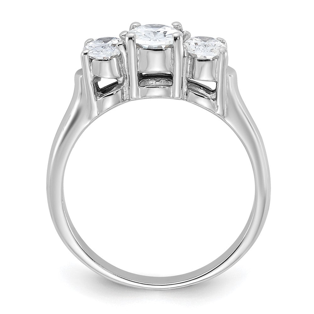 Sterlingsilber Rhodiniert 3 Stein Zirkonia Ring